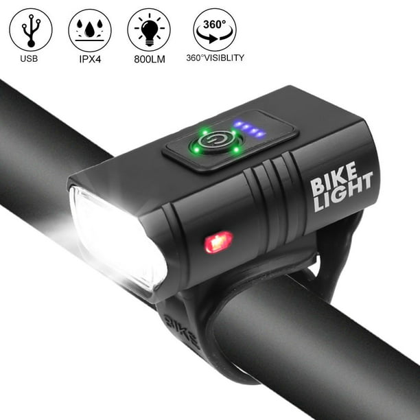 Luz bicicleta USB recargable luces LED bicicleta 6 modos linterna