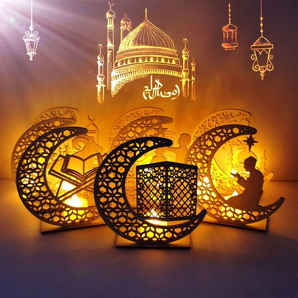 3D Ramadan Decoration Table Lamp LED Eid Mubarak Muslim Islam Night Lights  Party