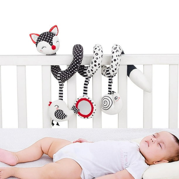  Juguetes de asiento de automóvil, juguetes de bebé de 0 a 3  meses, juguetes de cochecito en espiral, juguetes para recién nacidos,  juguetes de bebé en blanco y negro, juguetes de