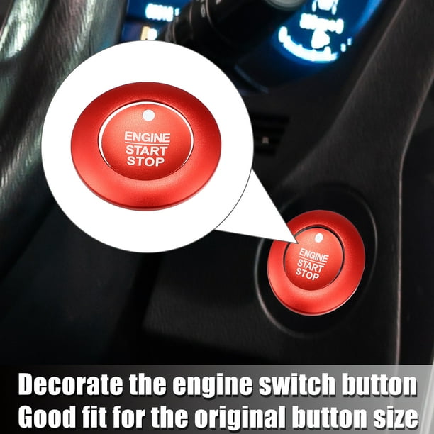 Botón START STOP Adhesivo para Coches  Pulsador Arranque Motor en Aluminio  ROJO