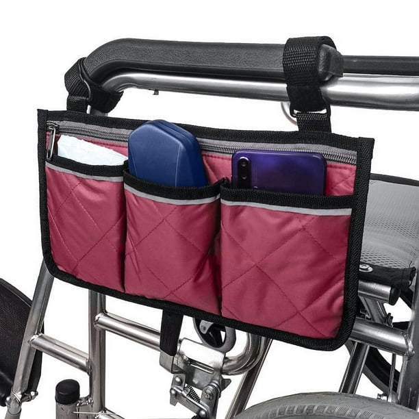Bolsa lateral para silla de ruedas, bolsa para silla de ruedas, accesorios  para reposabrazos de silla de ruedas con 4 bolsillos, organizador de