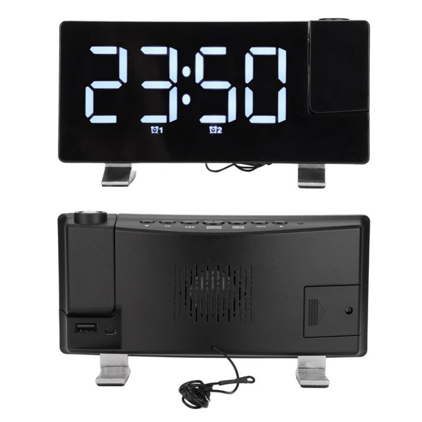 Reloj despertador digital de proyección para dormitorios, reloj despertador  grande con proyección en el techo con puerto USB, respaldo de batería,  proyector 180, pantalla LED [hy