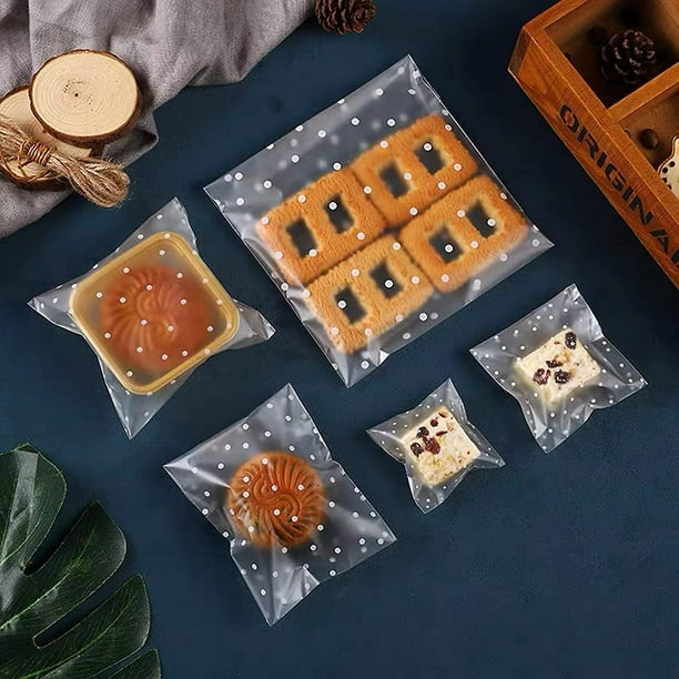 100 bolsas transparentes de celofán resellables de 3.9 x 5.9 in con cierre  adhesivo para panadería, velas, jabón, galletas, dulces, bolsas de
