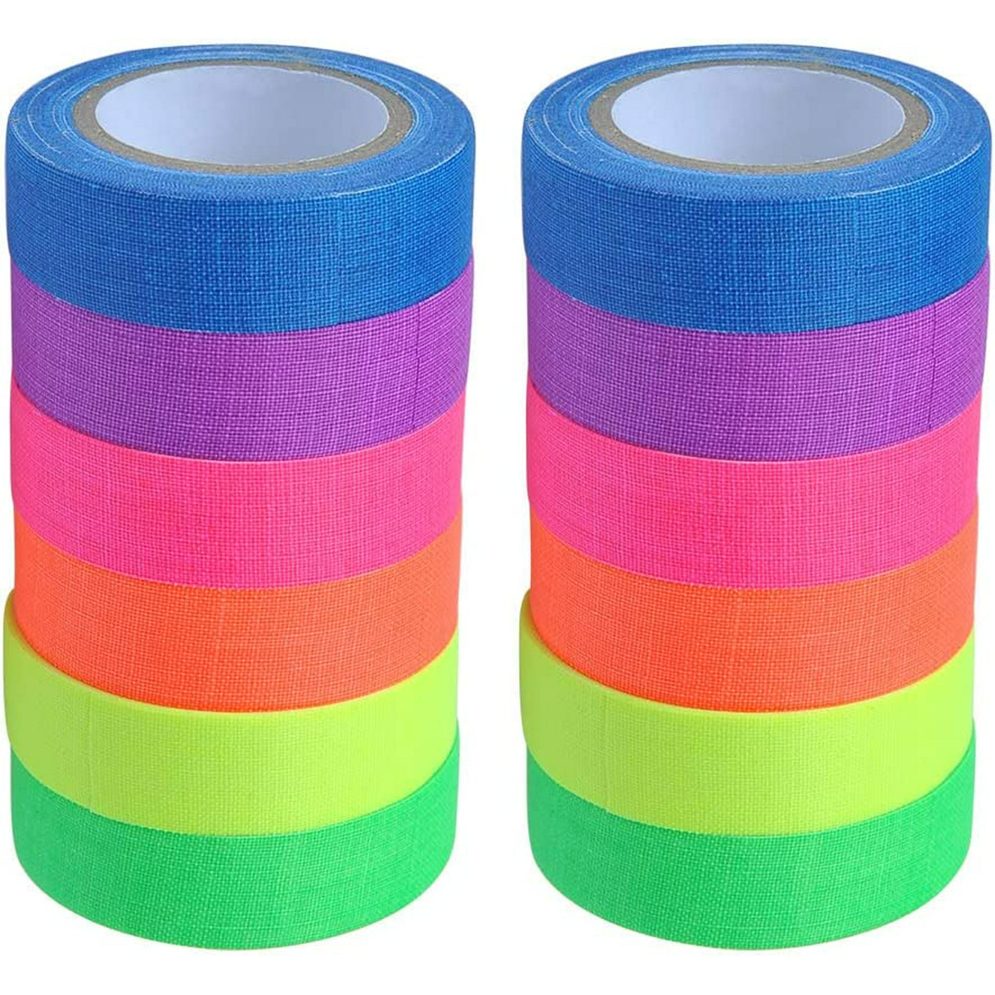 12 rollos de cintas adhesivas UV fluorescentes 6 colores 15 mm x 5 m, cinta  adhesiva de neón para luz negra esquí esquí Gafas de esquí