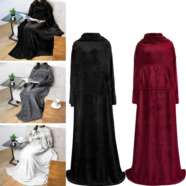 Manta de franela superlarga con mangas para hombre y mujer, Sudadera con  capucha de invierno, jersey de lana gigante, manta de Tv de gran tamaño