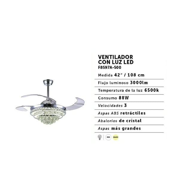 Ventilador de Techo Elegante con Lámpara LED Megaluz F8597A-500
