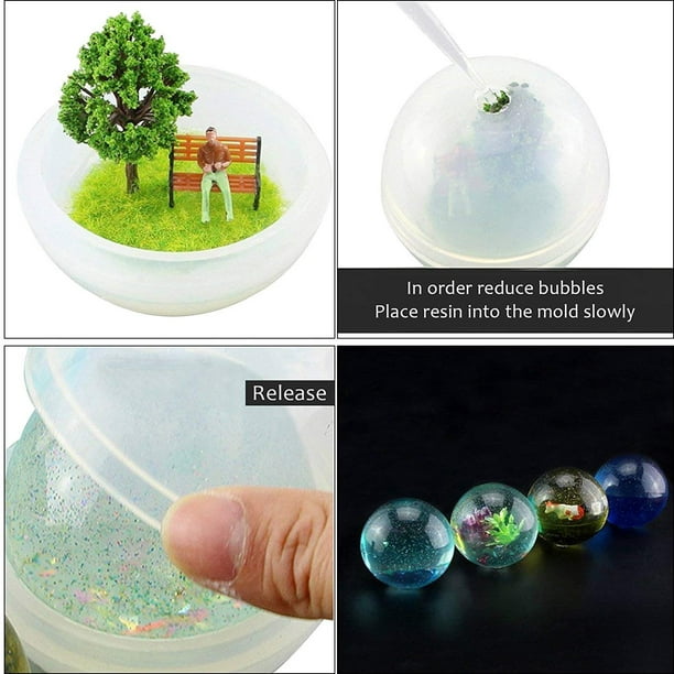 Molde de silicona redondo de esfera para resina epoxi, fabricación de  joyas, cera de vela, jabón casero, bomba de baño, juego de 5 piezas