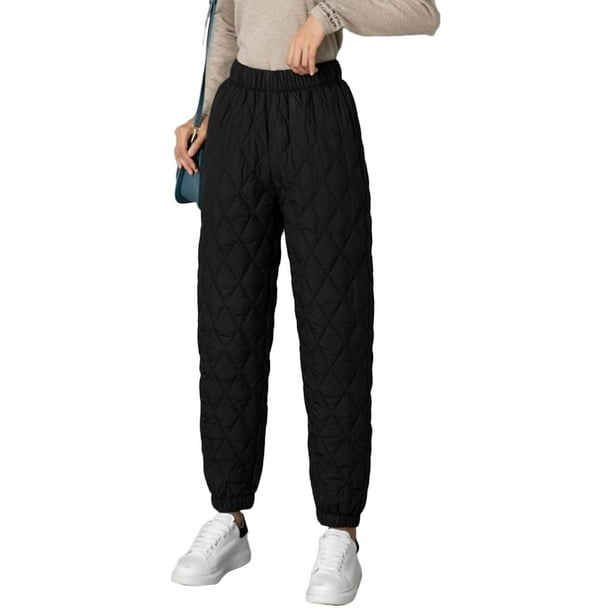 Black M Pantalones de algodón acolchados con cintura alta para