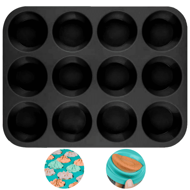 Moldes de silicona para repostería, molder para muffins, set de moldes con  revestimiento, contenedores de almacenamiento, paquete de 24. Multicolor