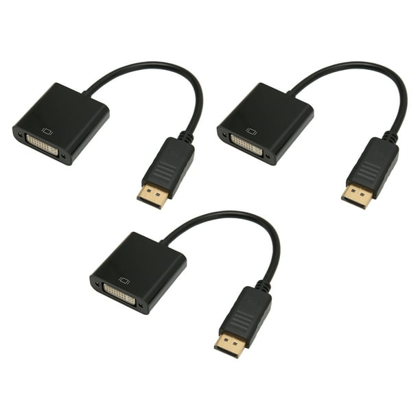 Adaptador DP a HDMI VGA DVI Displayport a HDMI 4K Adaptador 3 en 1 Puerto  de pantalla a HDMI VGA DVI Convertidor macho a hembra chapado en oro (negro