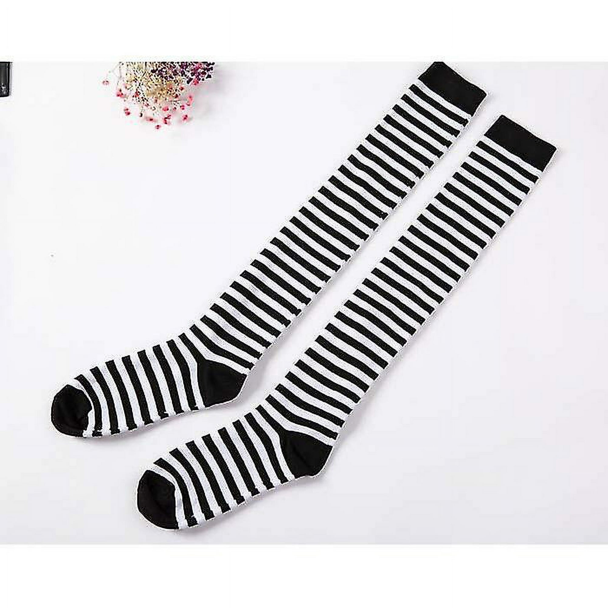 Calcetines deportivos de tubo largo Calcetines de otoño e invierno para  mujer Calcetines clásicos a rayas en blanco y negro YONGSHENG 8390614912762