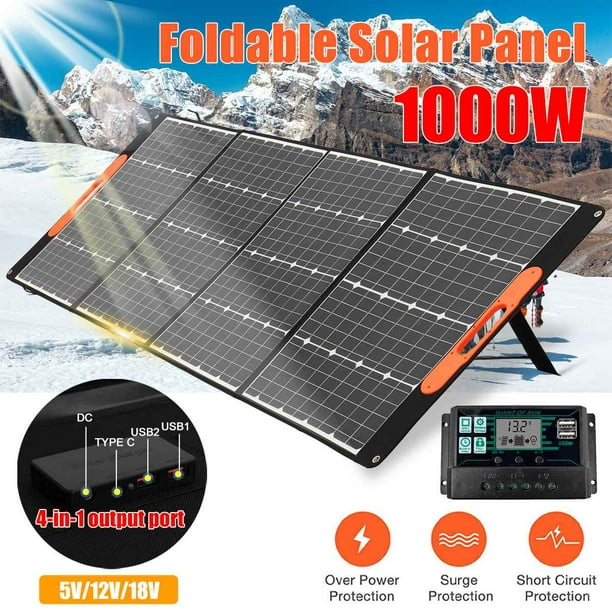 Panel Solar plegable de 1000W, cargador de batería para teléfono de energía  Solar, RV, coche, Camping, portátil, USB Dual, para exteriores Fivean  unisex