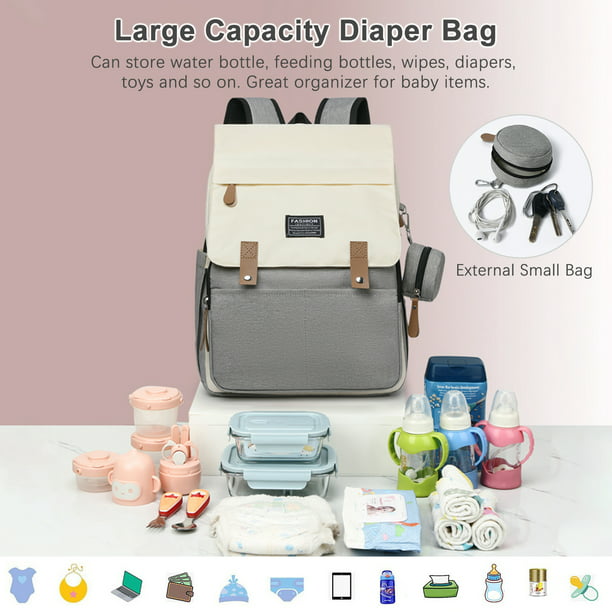 Bolsa de pañales para bebé, bolso de hombro, bolso de gran capacidad, pañal  de mamá insular Bolsa de pañales