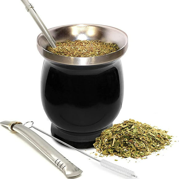 taza de calabaza juego de tazas de té de acero inoxidable de 230 ml con cepillo y cuchara de paja para disfrutar del té con infusión de mate jamw sencillez