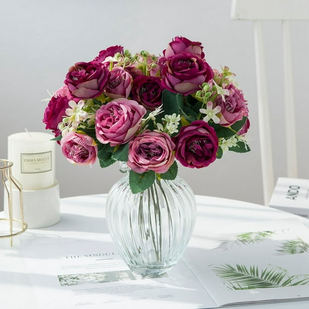 Comprar Flor Artificial de otoño, jarrones de ramas Tiktok de pared de  rosas de seda para decoración navideña del hogar, ramo de bodas, plantas  ornamentales DIY