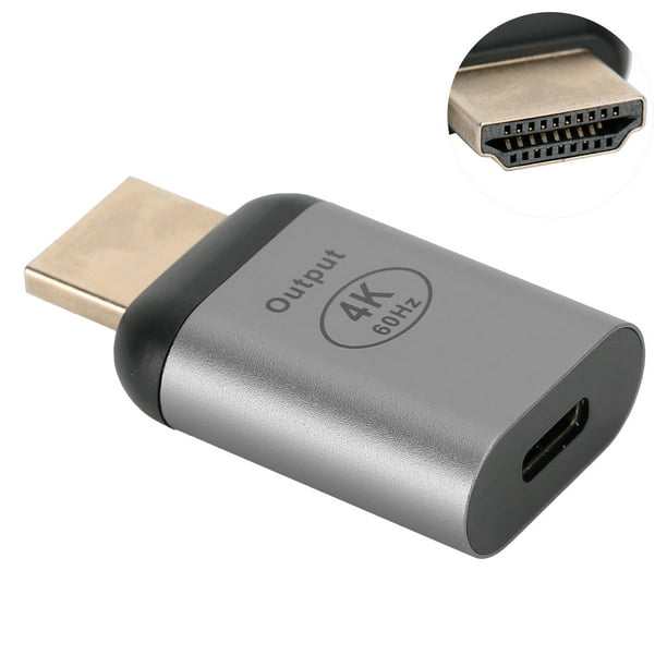 Adaptador macho tipo-C hembra a HDMI compatible con conexión en caliente 4K  60HZ Salida macho HDMI Tipo-C a adaptador HDMI 3D para Windows/Android/OS X