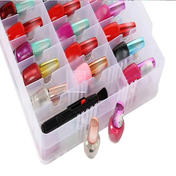 Ruilasago Organizador de esmaltes de uñas, portátil, universal,  transparente, organizador de doble cara, para 48 botellas, divisores  ajustables, ahorro de espacio : : Belleza