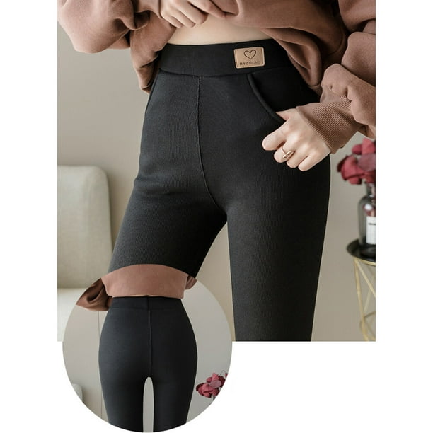 Leggings con forro polar para mujer, paquete de 3 leggings