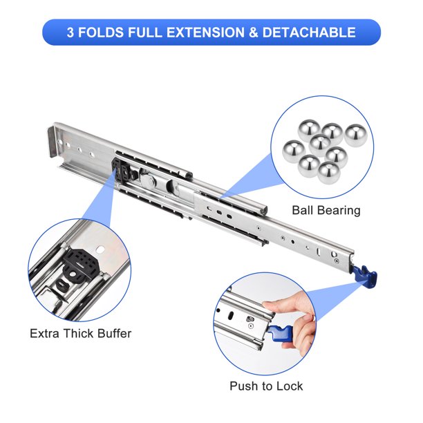 Rieles para cajones - Deslizamientos - 3 Pliegues de extensión