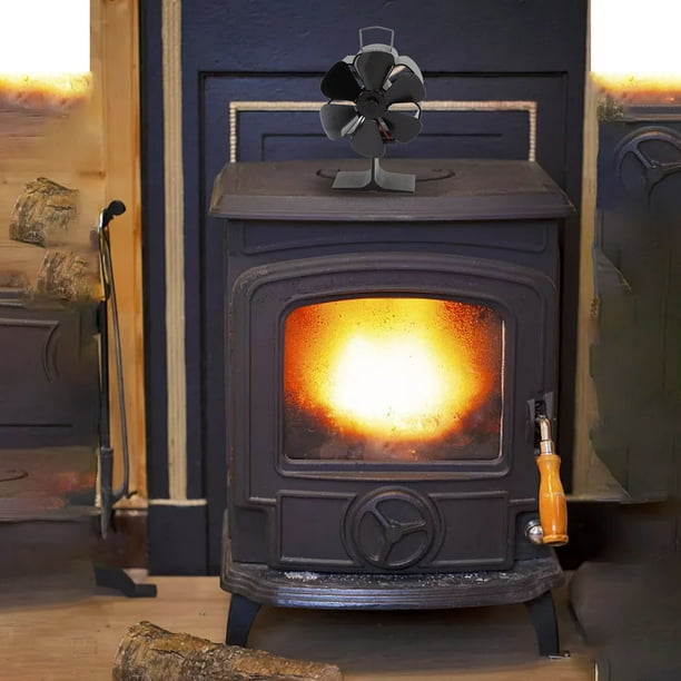 Ventilador de chimenea de estilo mini negro de 1 pieza, ventilador de  estufa alimentado por calor
