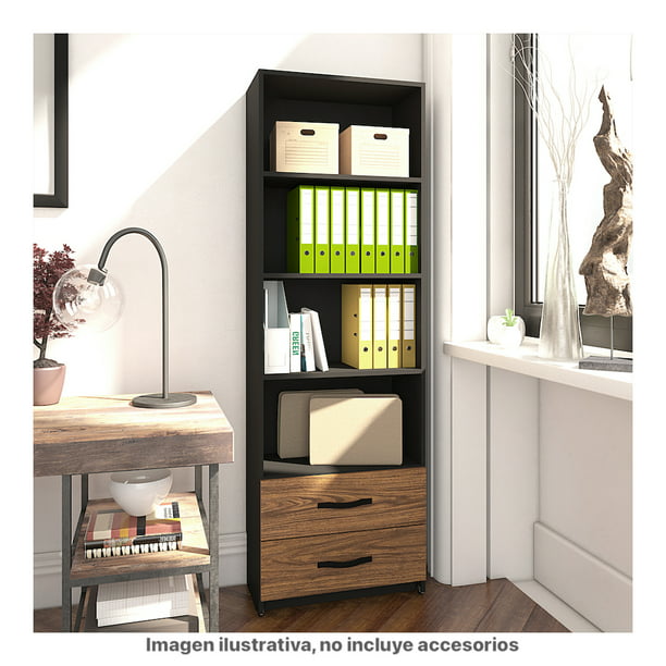 Librero Organizador 2 Cajones, 4 Espacios Organizadores, frentes y fondo color madera. lamin PLAYCON (Negro con frente Tzalam) | Walmart en línea