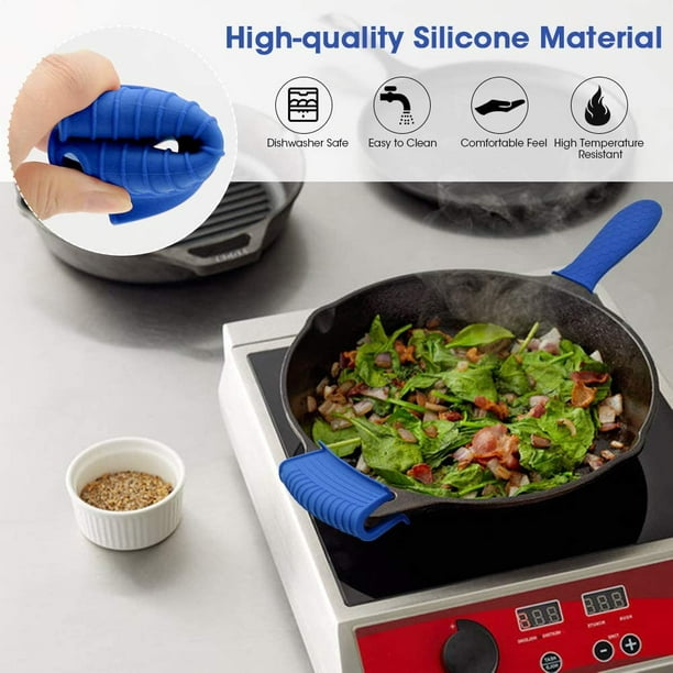 Silicone Handle Holder Silicone Hot Handle Holder Pot Handle Mitts  Potholders Silicone Rubber Handle Covers Heat Insulated Cookware for Cast  Iron Pans, High Temperature Resistant 