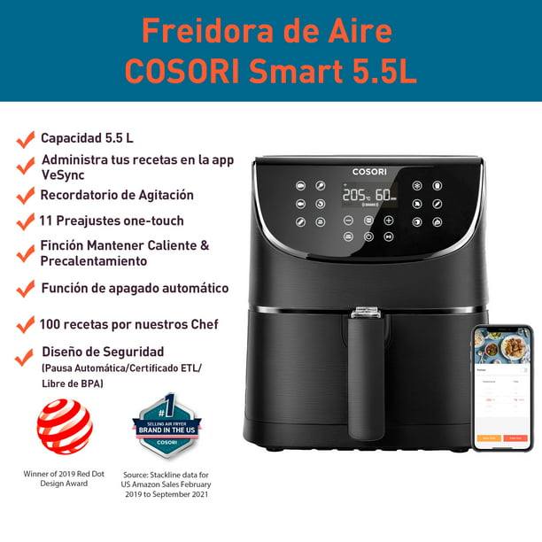 COSORI Smart Freidora de aire de 5.5 litros CS158-AF Manual del usuario