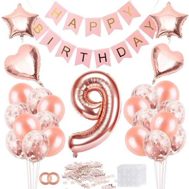 Globo niña 9 cumpleaños, 9 cumpleaños, globo rosa número 9, decoración  cumpleaños, globo feliz cumpleaños, decoración fiesta 9 cumpleaños niña  Rojo Verde