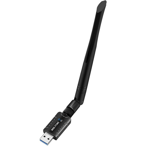 Adaptador WiFi para PC, Dongle WiFi de red inalámbrica USB 3.0 de 1200Mbps  con antena de 5dBi para escritorio/portátil, banda dual 2,42G/5,8G