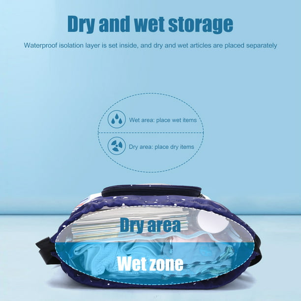 Mochila de natación impermeable para niños, piscina al aire libre, playa,  bolsa húmeda seca (azul marino) Likrtyny Para estrenar