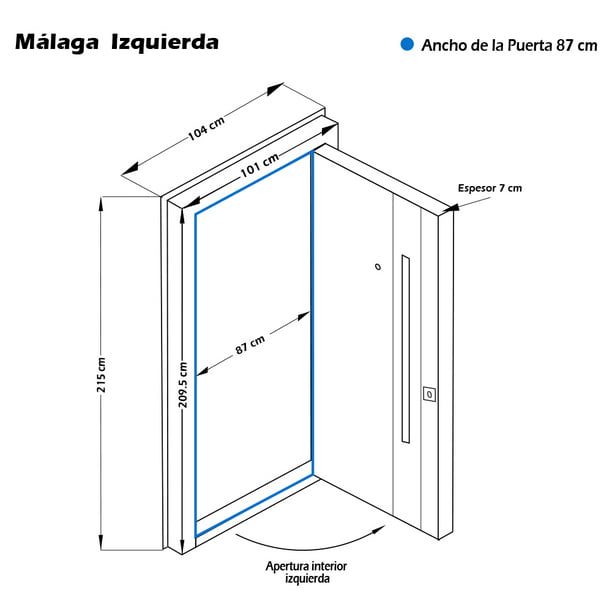 Puerta de Seguridad Acorazada Mod. Málaga, apertura derecha, Marca Eversafe  Eversafe Malaga /Clasico Madera/Exterior Alta Seguridad