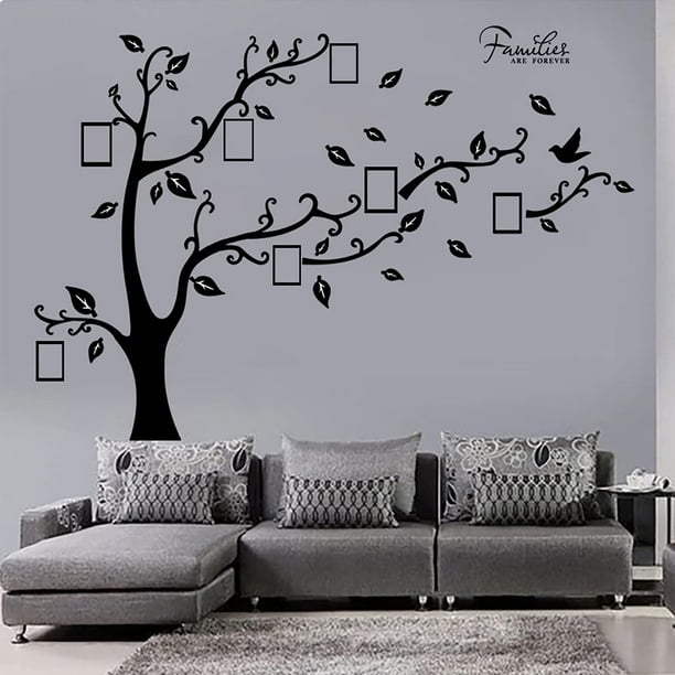 Vinilo adhesivo de pared para árbol de fotos de familia gigante, arte mural  para decoración del hogar, decoración de habitación (negro)