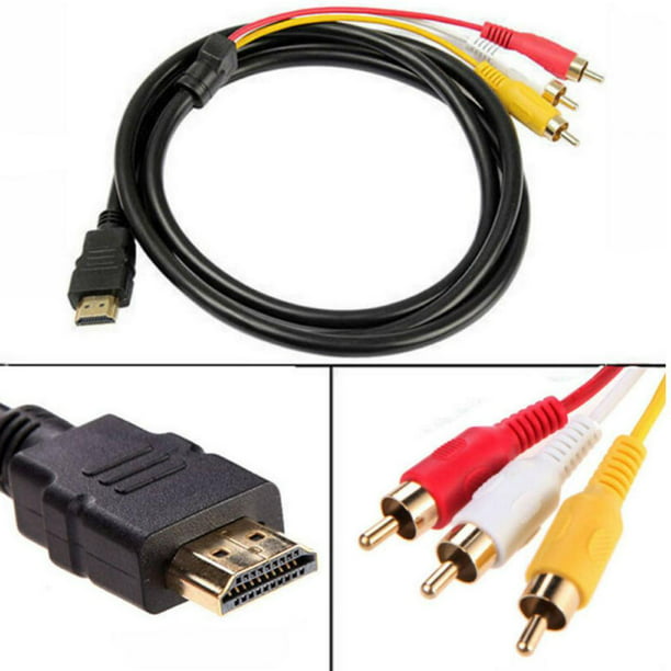 Cable A a 3, Conector de Video/Audio AV Compuesto para TV. Cable HDMI a 3  RCA de Sunnimix