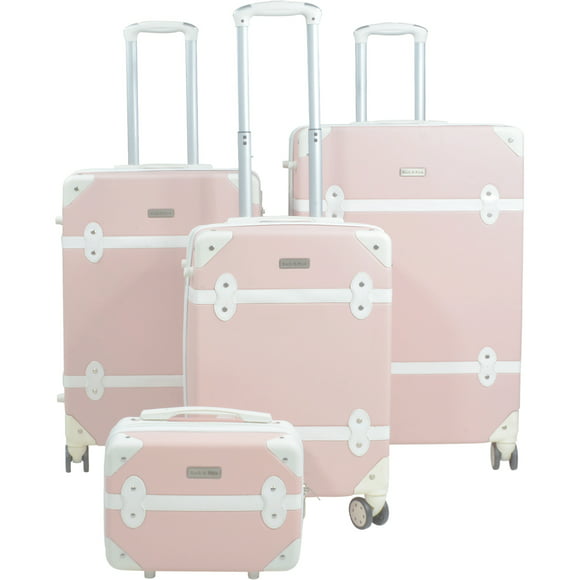set 4 maletas vintage rack and pack 4 ruedas resistentes retro tipo baul rosa