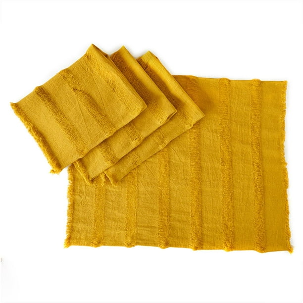 Pack de 2 manteles individuales redondos - Amarillo/Ombré - HOME