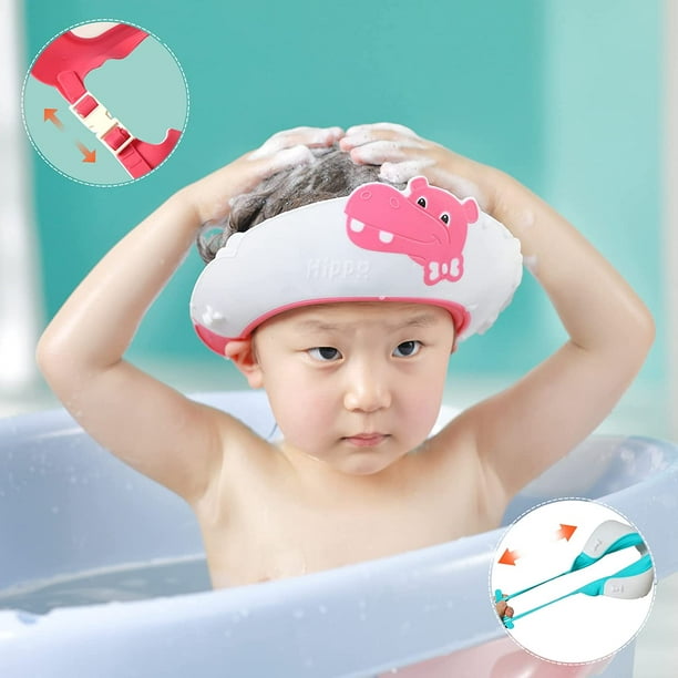 Visera de baño para niños, gorro de baño para bebés, gorro de ducha para  niños de 0 a 9 años, gorro de baño con visera ajustable que protege los  ojos y los
