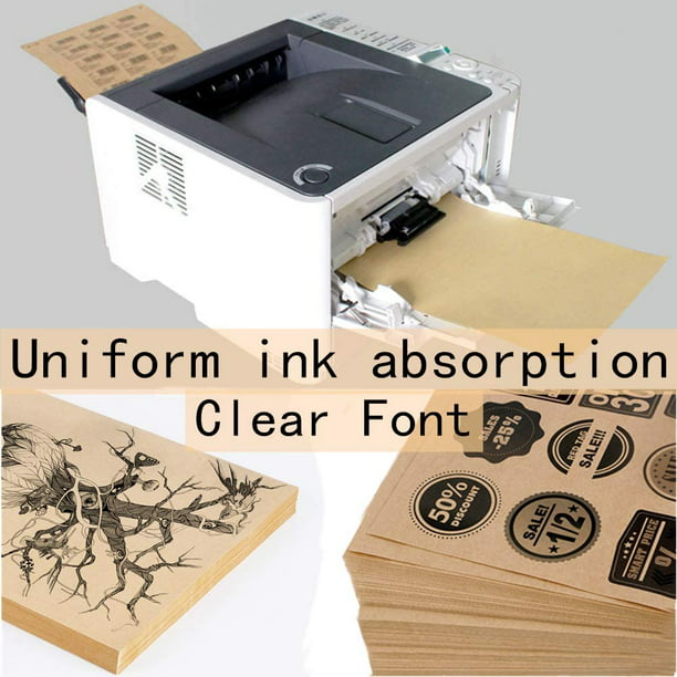 Etiquetas adhesivas de papel kraft marrón A4 en blanco, papel autoadhesivo  e imprimible para impresora láser y de inyección de tinta, decoración de