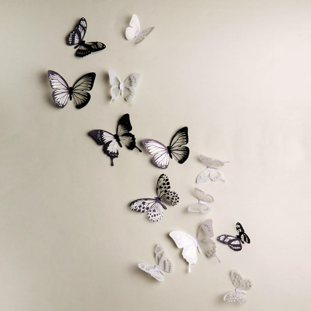 12 Espejos 3D Mariposa Pegatinas De Pared Para Habitación Decoración  Dormitorio