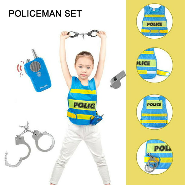  Accesorios de disfraz de policía para niños de 3 a 6 años,  juego de disfraz de policía para niños pequeños, juego de juguetes de  policía para niños y niñas preescolares, Negro - 