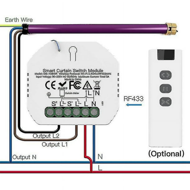 Interruptor de persiana con mando a distancia Tuya Smart WiFi y RF433