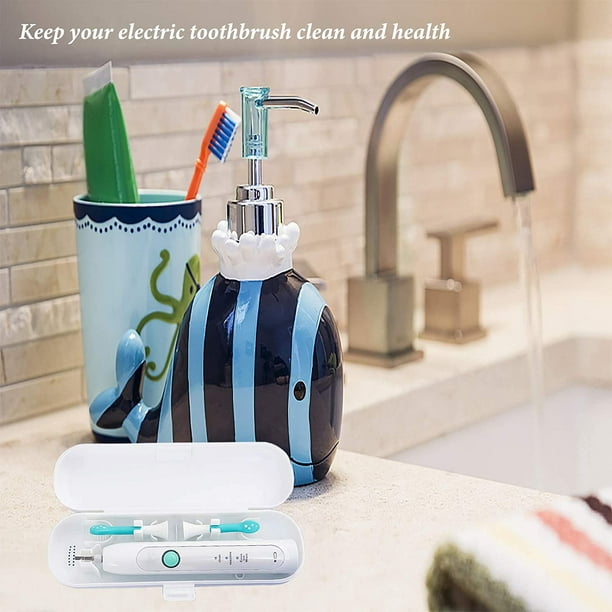 Hovesty - Estuche de viaje para cepillo de dientes eléctrico (2 unidades),  soporte portátil para cepillo de dientes de viaje para Oral-B Pro y otros  cepillos de dientes eléctricos (azul y blanco)