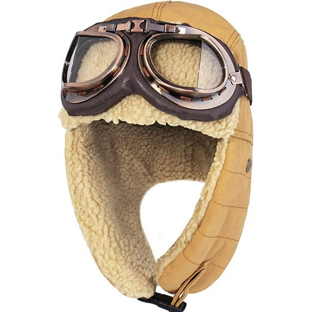 Sombrero y gafas de aviador vintage, accesorios de disfraz, orejeras de  piel, gorra de piloto de trampero para hombres y mujeres Sailing  Electrónica