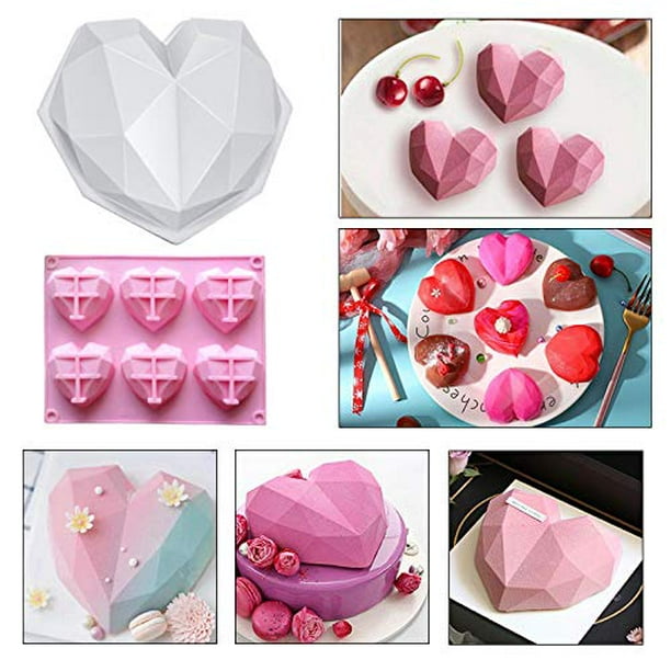 Molde de chocolate de silicona con letras y números de corazón, juego de  moldes para pastel de caramelo, gelatina, paquete de 3, rosa y azul, 8.2 x