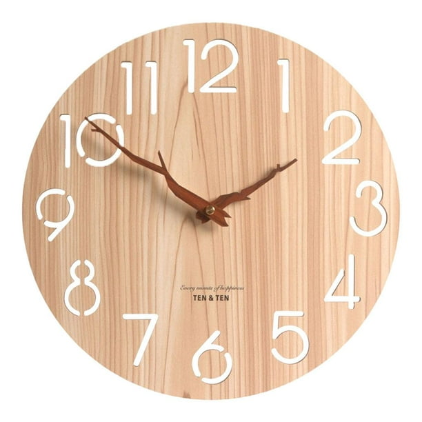  Silent - Reloj de pared decorativo de madera sin