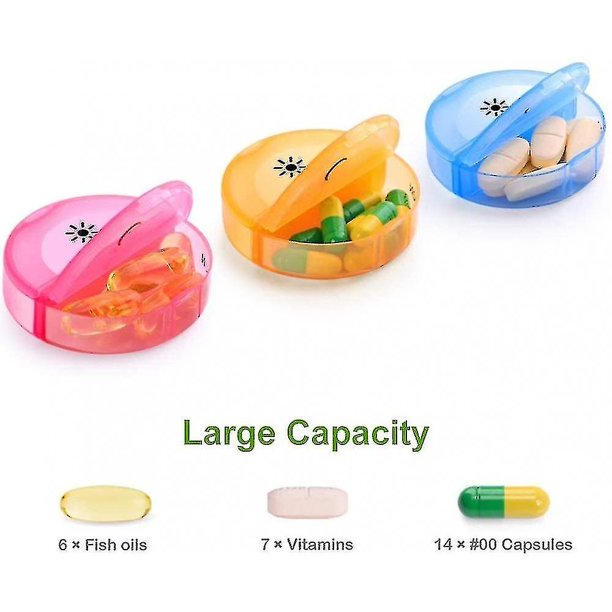 Caja organizadora de píldoras, estuche semanal, organizador de  medicamentos, organizador de vitaminas, recordatorio diario Am PM,  compartimentos de