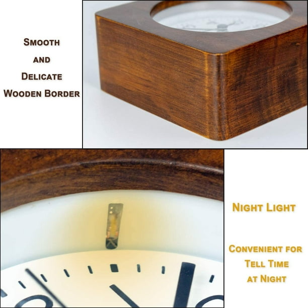 Reloj despertador madera 10x10 cm café