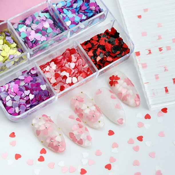 decoracion decoraciones accesorios para uñas acrilicas corazones lentejuelas