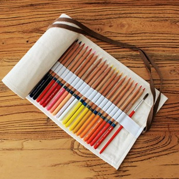 RV 2 bolsas de lápices enrollables de lona con 24 agujeros