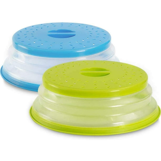 Tapa Plegable para Microondas Paquete de 2 - Azul y Verde - Con Colador  para Frutas y Verduras - Libre de BPA y No Tóxico Vhermosa Utensilios de  Cocina