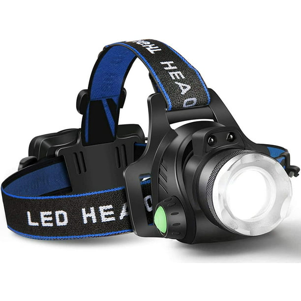 Linterna frontal, lámpara de cabeza LED recargable por USB, linterna  frontal impermeable T6 con 4 modos y diadema ajustable, perfecta para  acampar